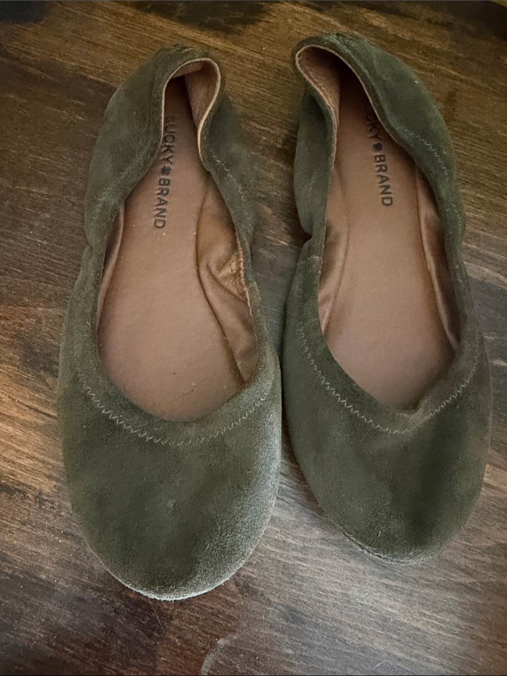 💕 Lucky Brand Green Leather Ballet Flats